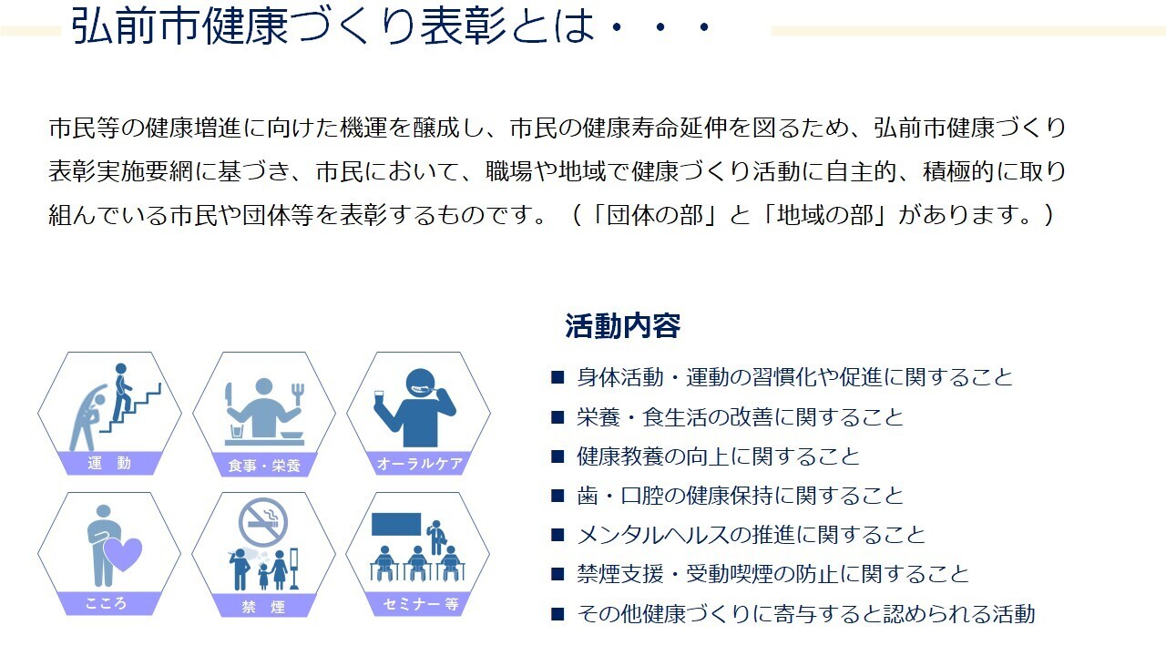 弘前市健康づくり表彰とは