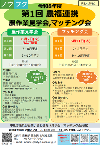 R8年度第１回農福連携農作業見学会・マッチング会チラシ